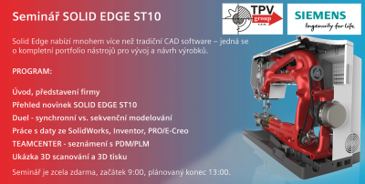 Seminář SOLID EDGE ST10 - 21. 3. 2018, hotel Tři Věžičky u Jihlavy